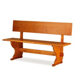 Fedra pizzeria 130 wood Bench with backrest rustic country kitchen restaurant community bar